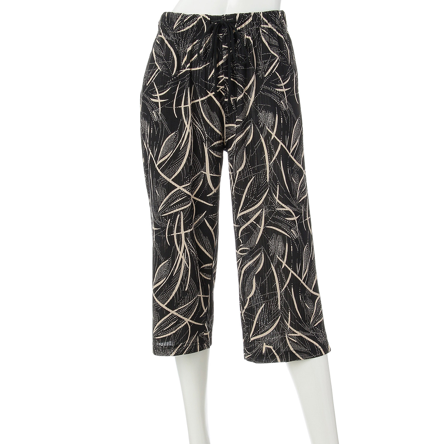 婦人針抜きジャカード幾何柄7分丈パンツ - 画像1