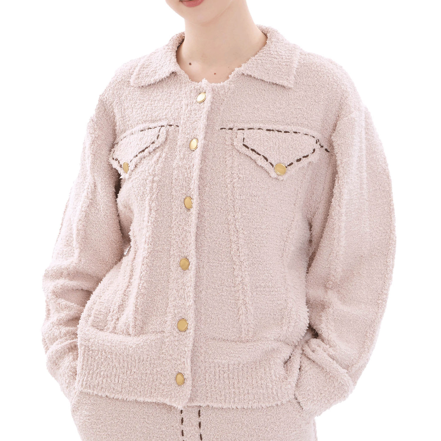 Narue モールニットフラッフィーデニム トップス - 画像2