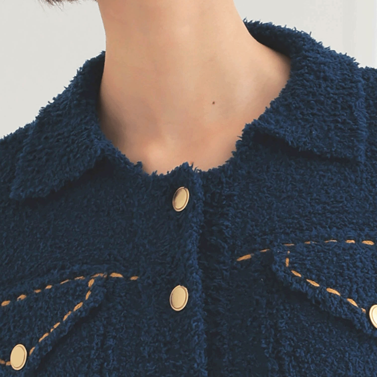 Narue モールニットフラッフィーデニム トップス - 画像11