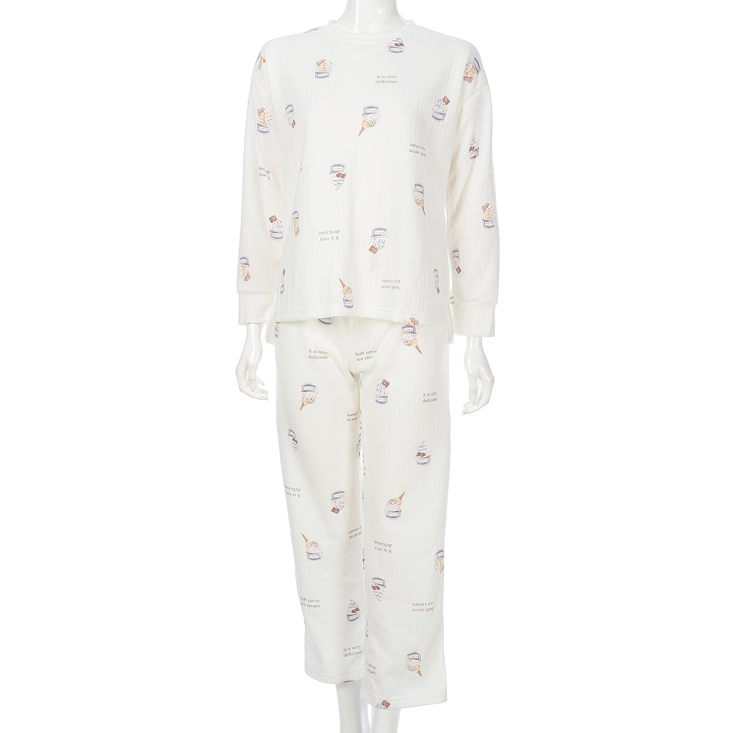 Candy Closet 婦人 ストライプキルト カップアイスプリント パジャマ - 画像2