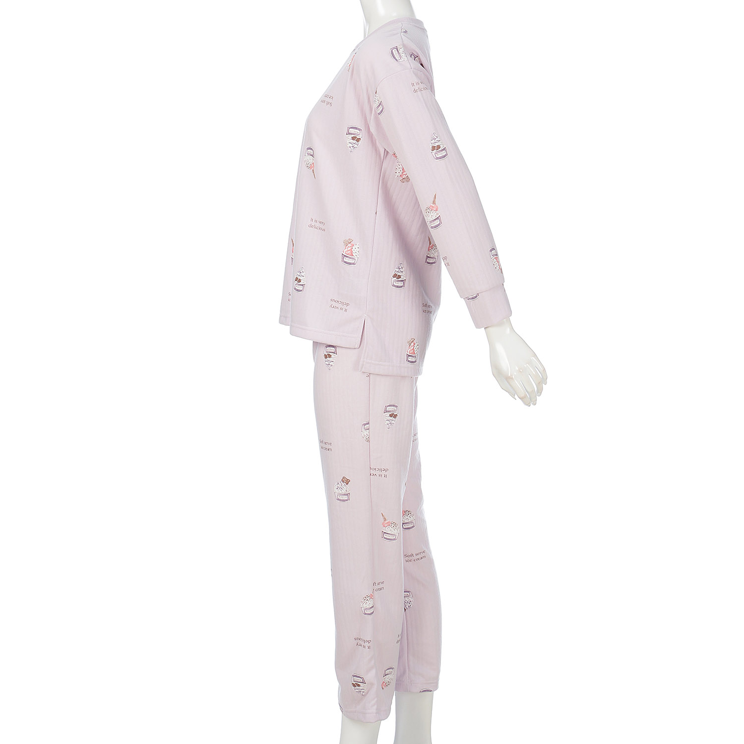 Candy Closet 婦人 ストライプキルト カップアイスプリント パジャマ - 画像4