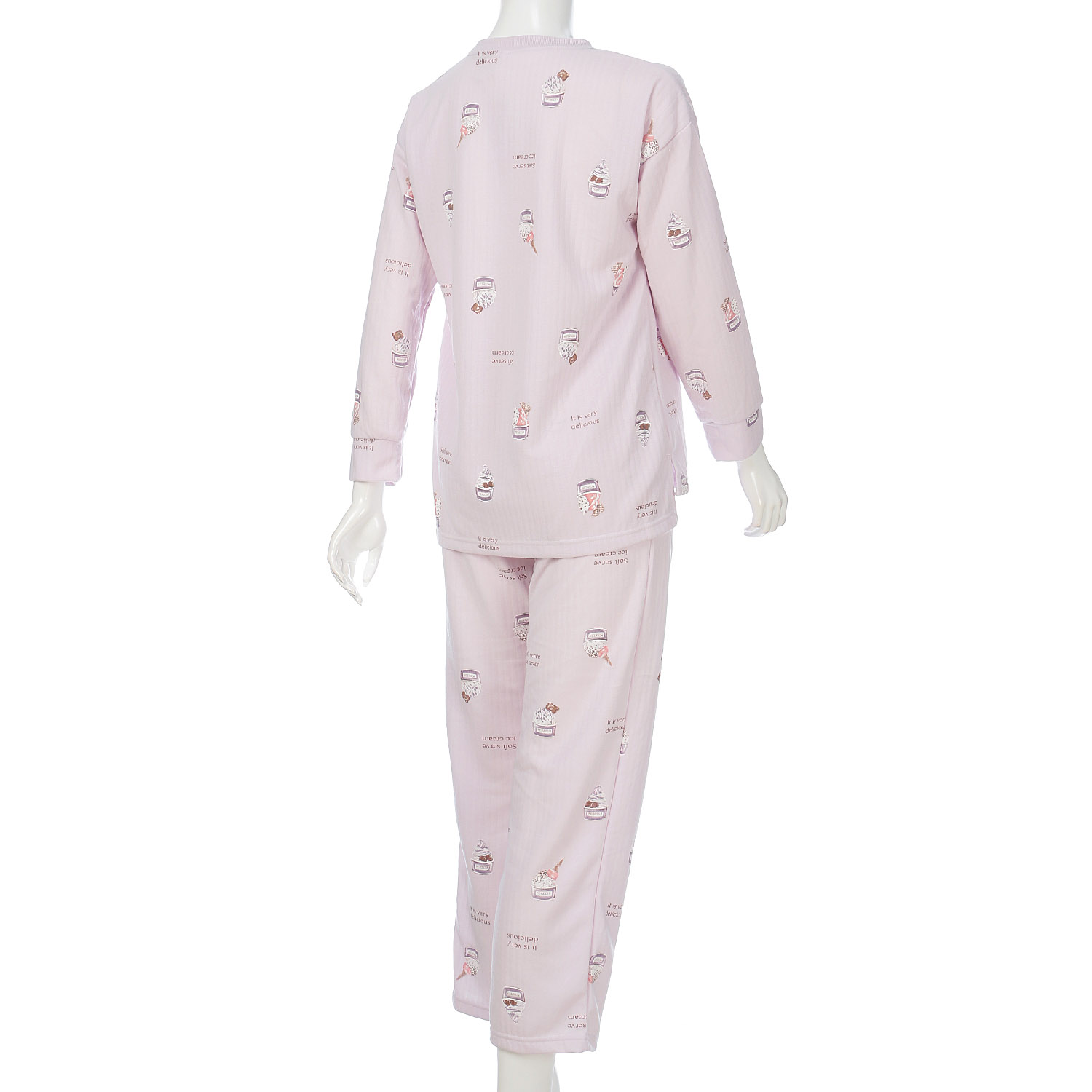 Candy Closet 婦人 ストライプキルト カップアイスプリント パジャマ - 画像5