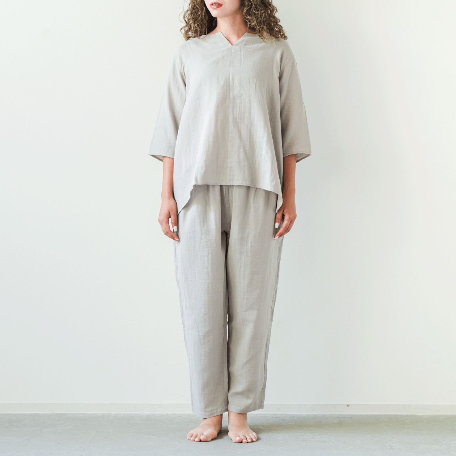 着る保湿クリーム キーネック7分袖パジャマ×ピロケースセット - 画像4