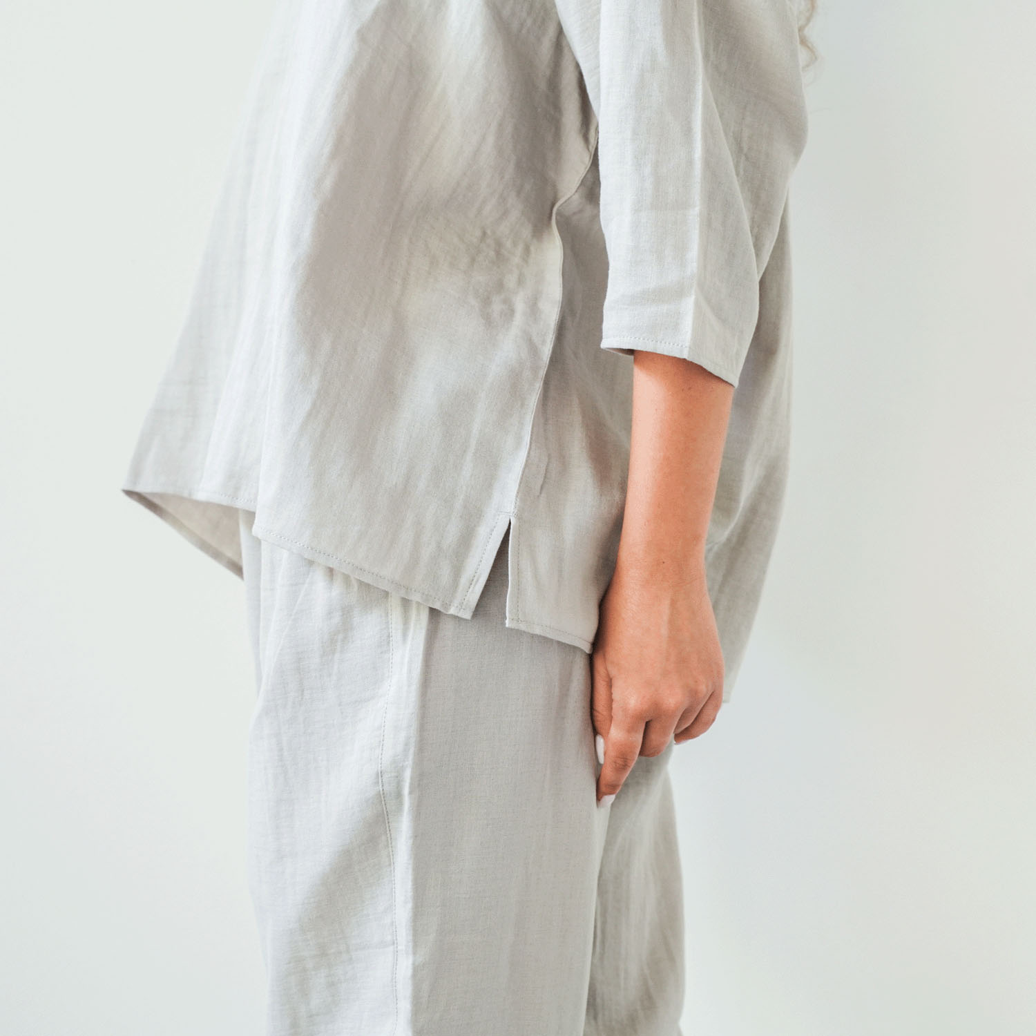 着る保湿クリーム キーネック7分袖パジャマ×ピロケースセット - 画像6