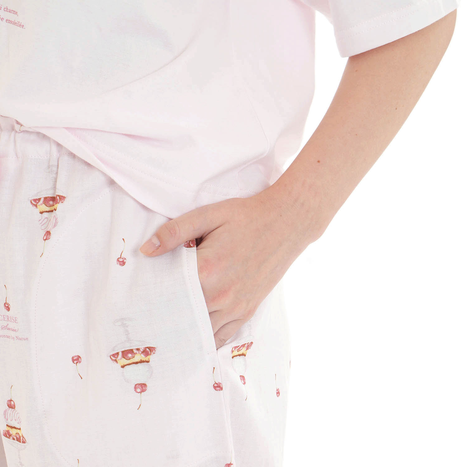 Narue コットンダブルガーゼチェリースイーツセットアップ - 画像13