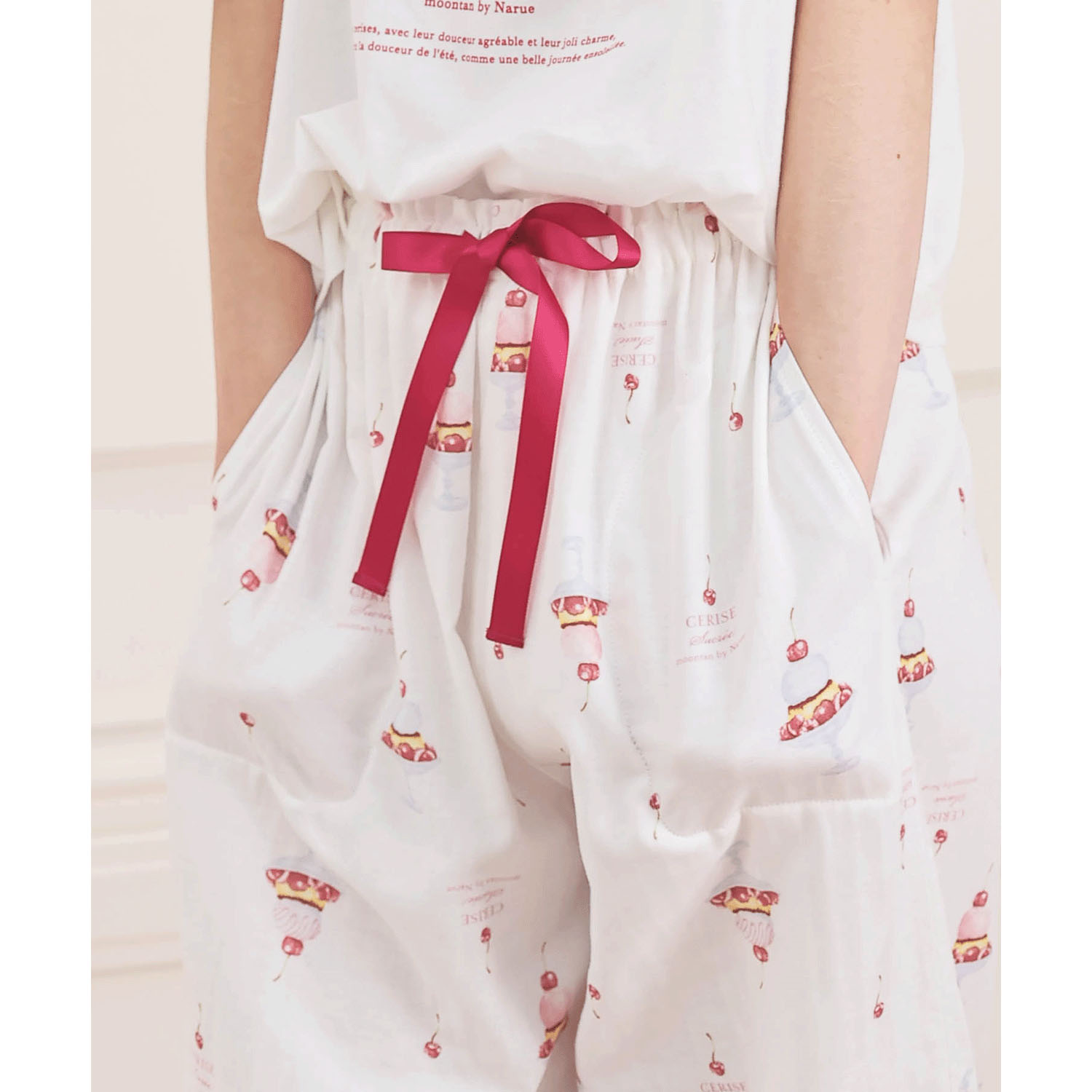 Narue コットンダブルガーゼチェリースイーツセットアップ - 画像6