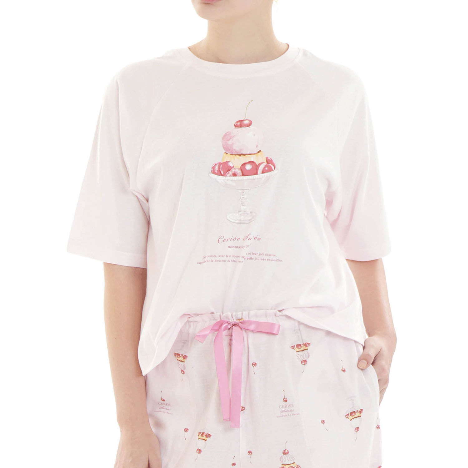 Narue コットンダブルガーゼチェリースイーツセットアップ - 画像9