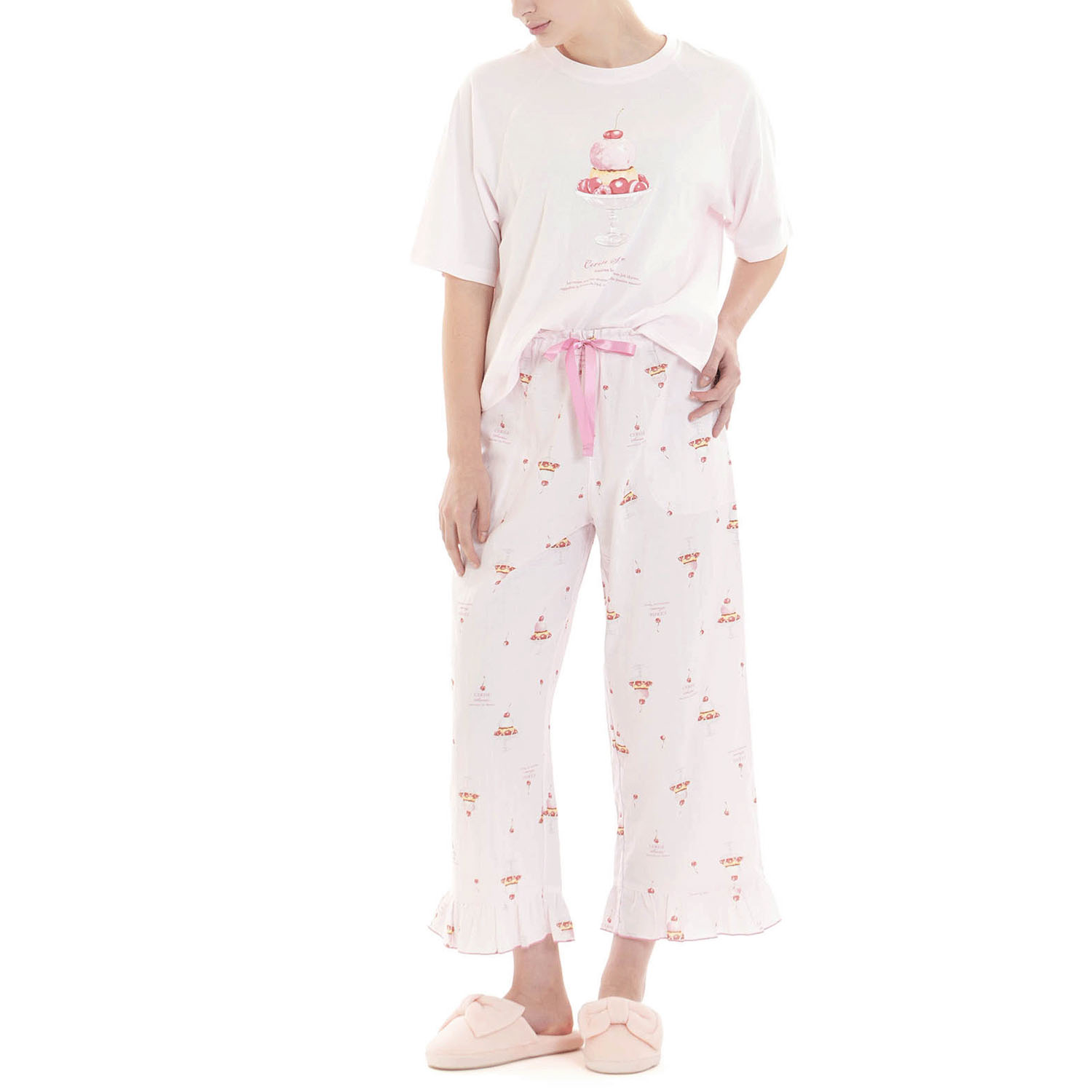 Narue コットンダブルガーゼチェリースイーツセットアップ - 画像10