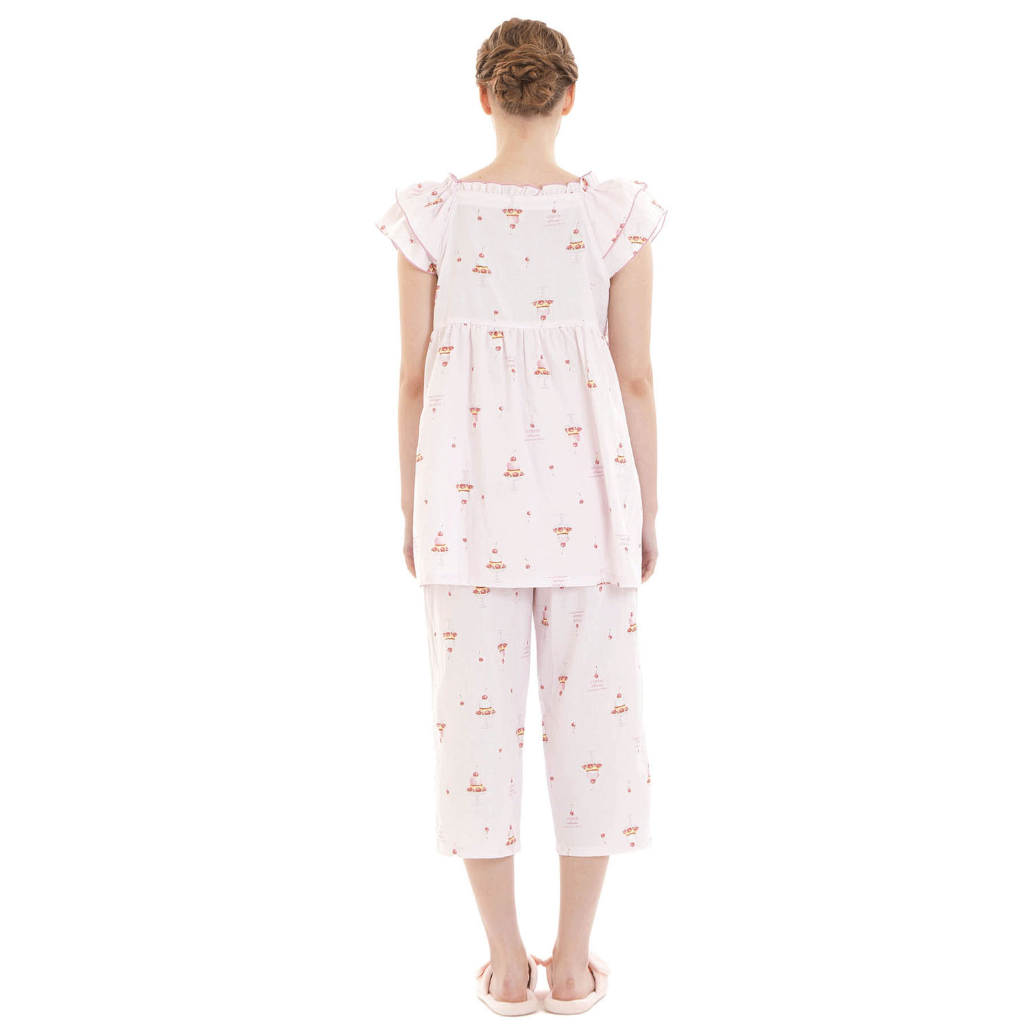 Narue コットンダブルガーゼチェリースイーツフリルパジャマ - 画像16