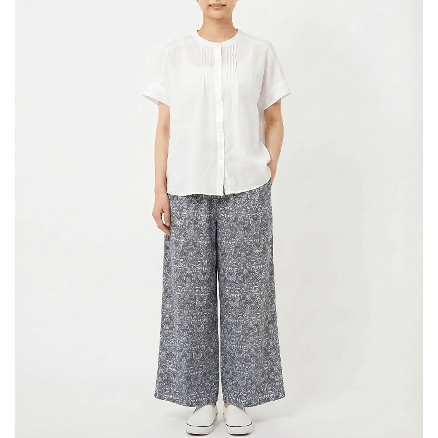 レーヨンプリントワイドパンツ