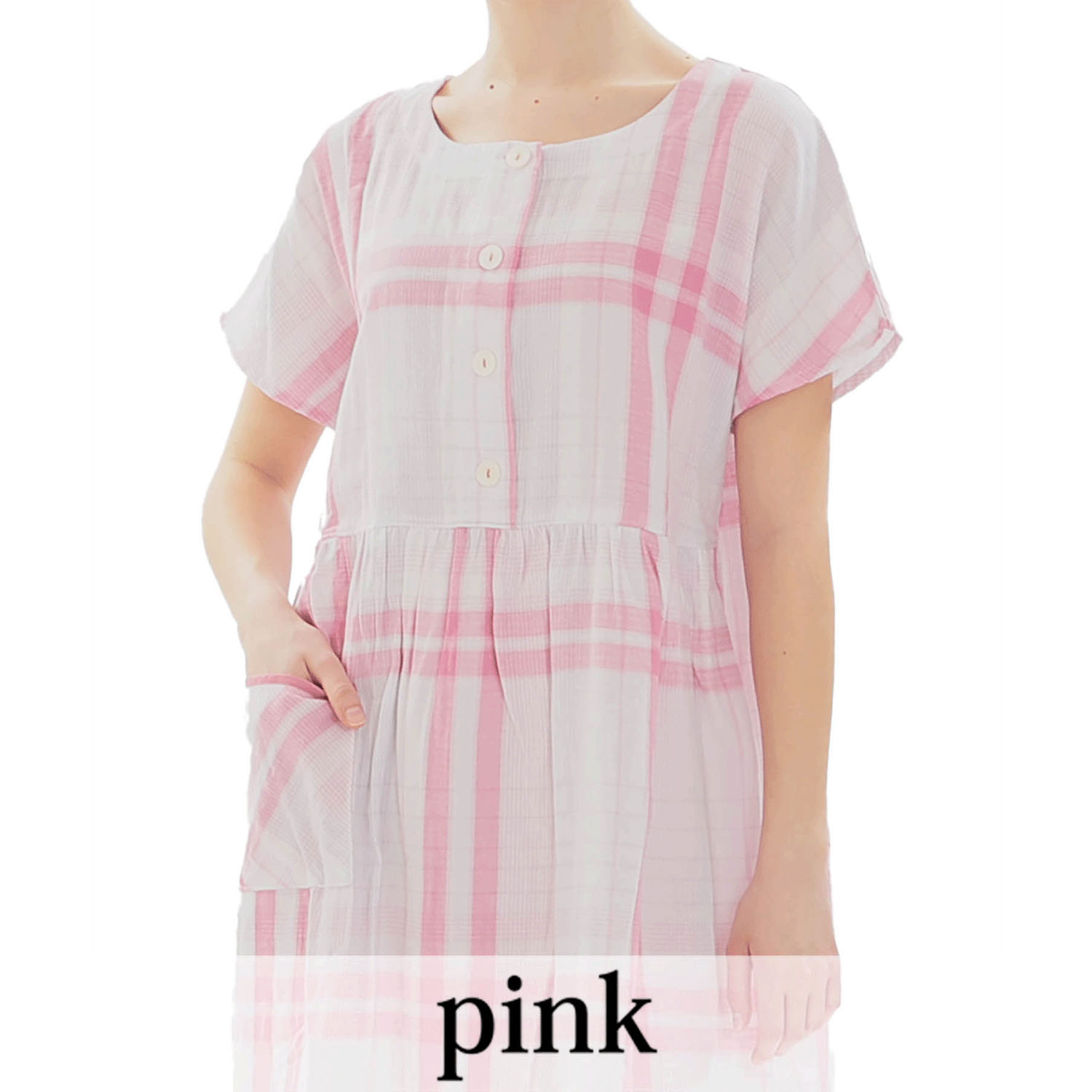 Narue ダブルガーゼチェックワンピース - 画像9