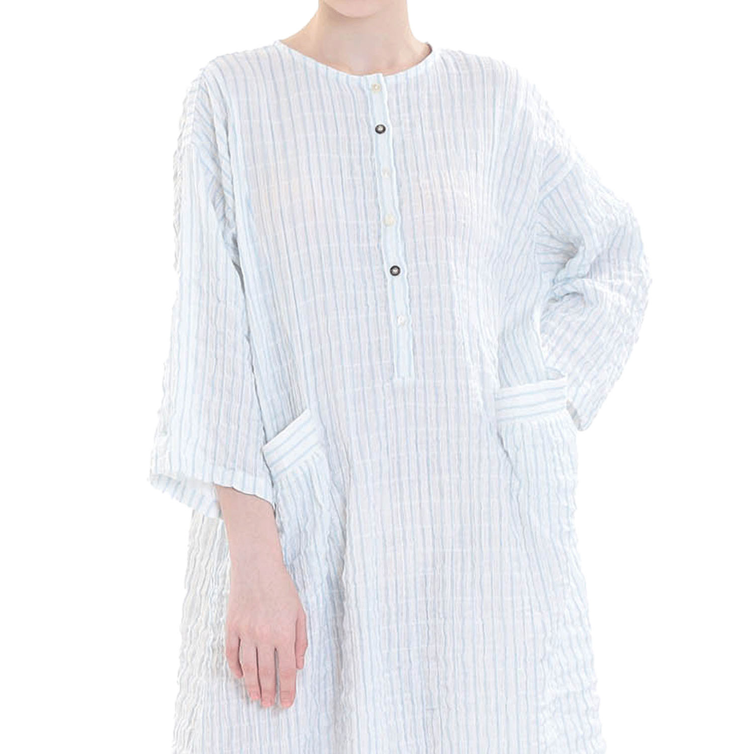 Narue シャーリングダブルガーゼストライプワンピース - 画像2