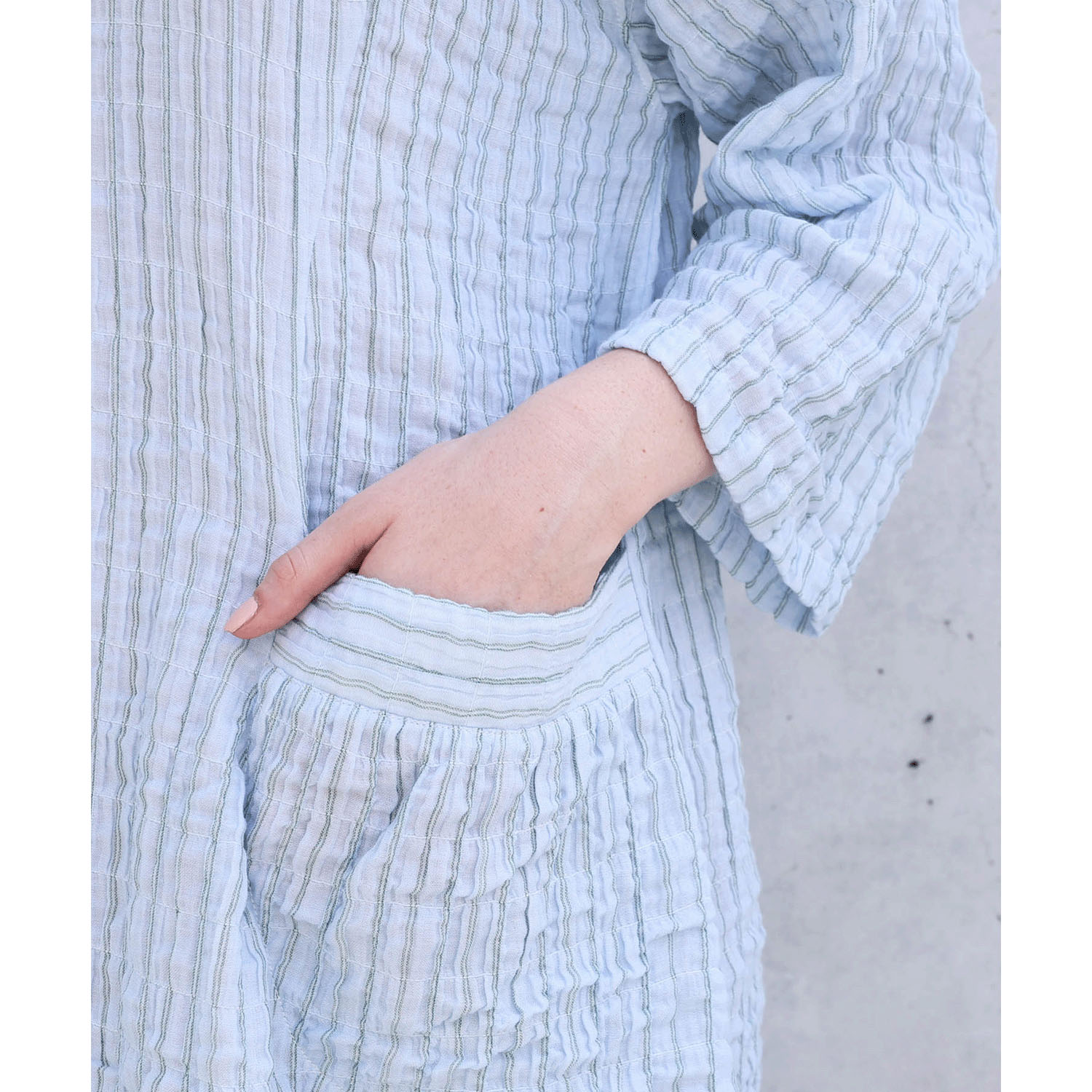 Narue シャーリングダブルガーゼストライプワンピース - 画像19