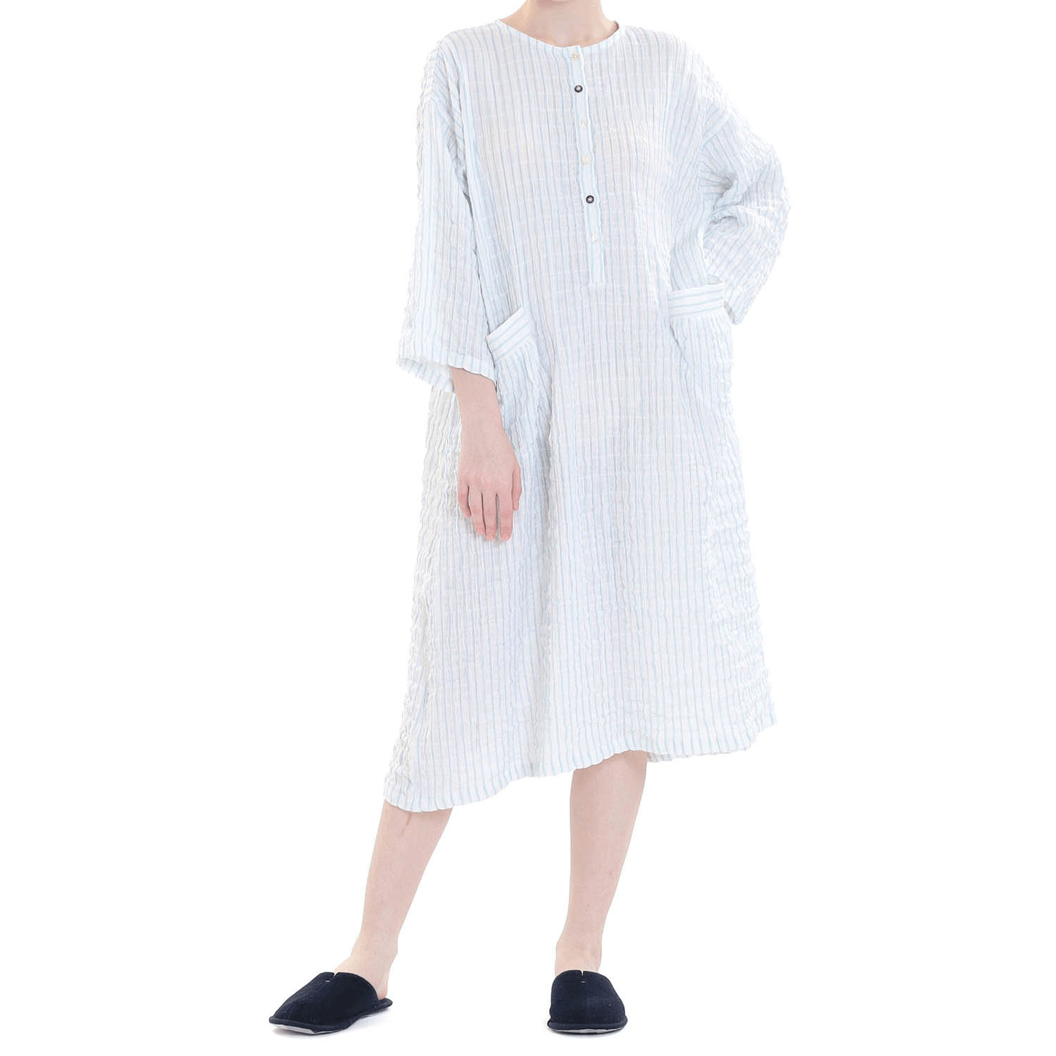 Narue シャーリングダブルガーゼストライプワンピース - 画像3