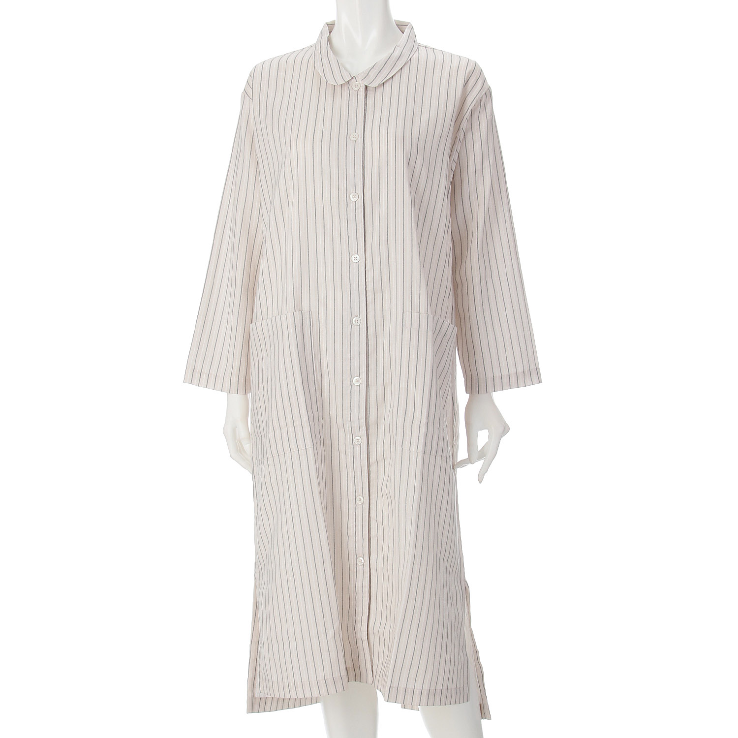 GUNZE キレイラボ Fitte（綿100％） ダブルガーゼ 長袖 ワンピース - 画像1