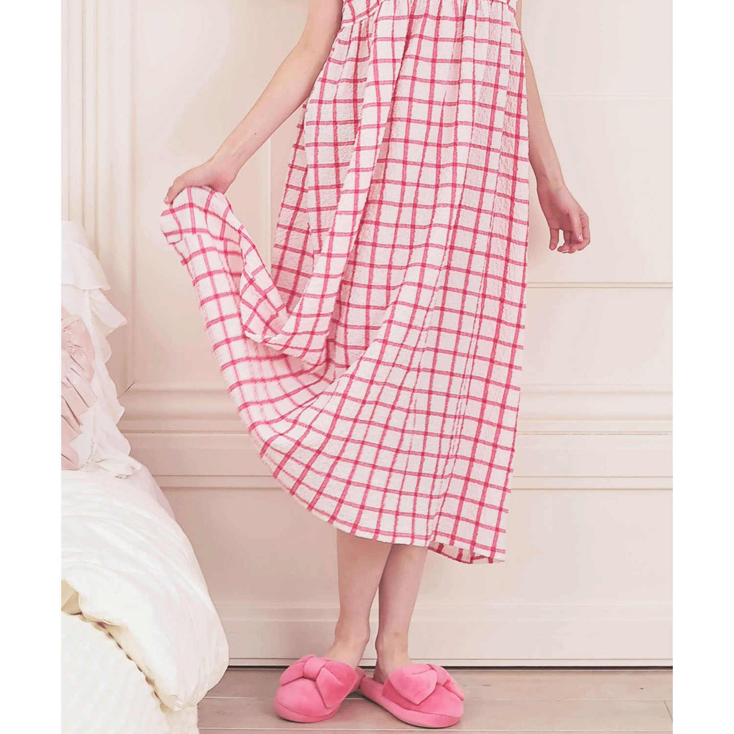 Narue シャーリングボイルガーリーチェックワンピース - 画像12