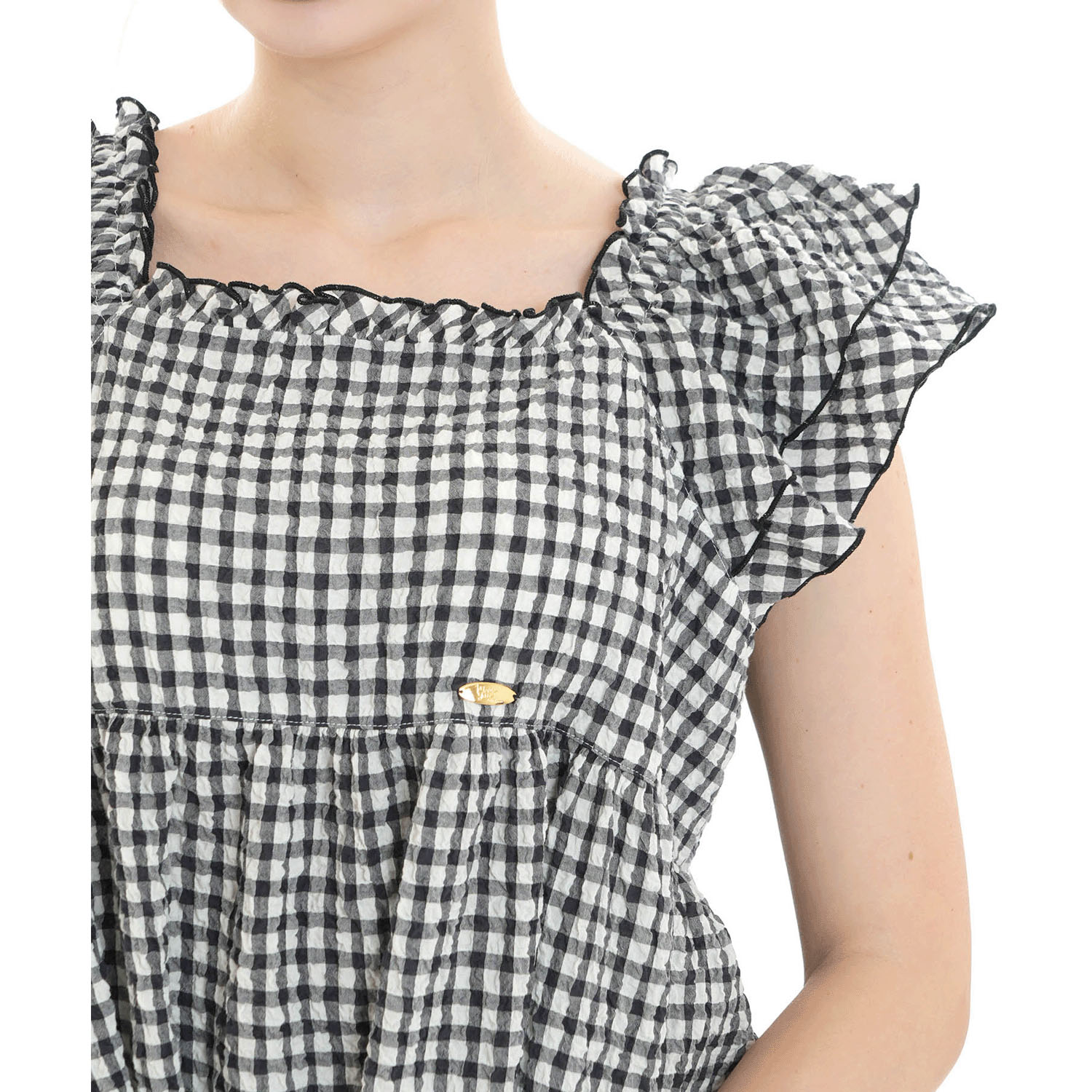 Narue シャーリングボイルガーリーチェックワンピース - 画像5