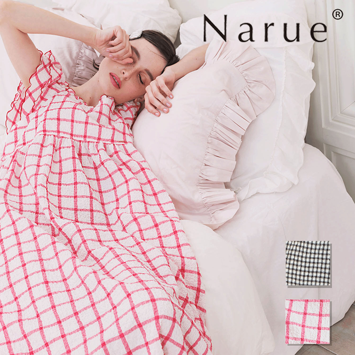 Narue シャーリングボイルガーリーチェックワンピース