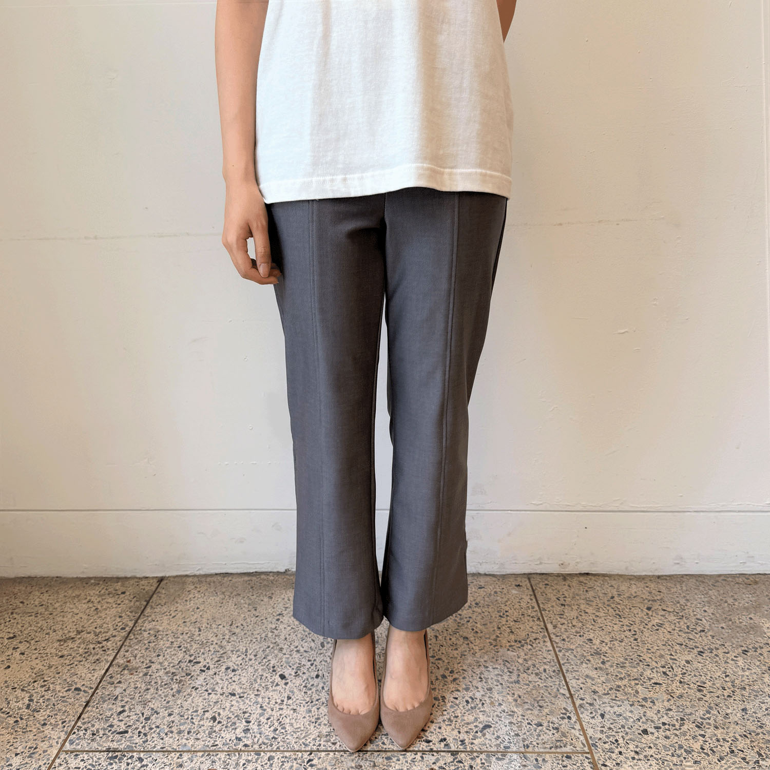 フィットパンツ通年素材 デニムプリント 股下65cm丈 - 画像5