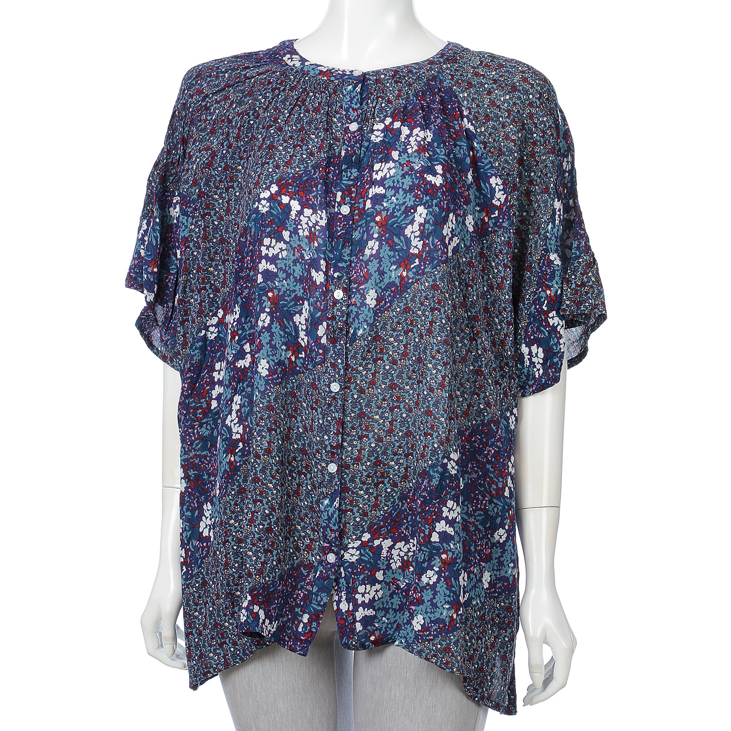 【LUPILIEN】レーヨンプリント ボタニカル ドルマン ブラウス