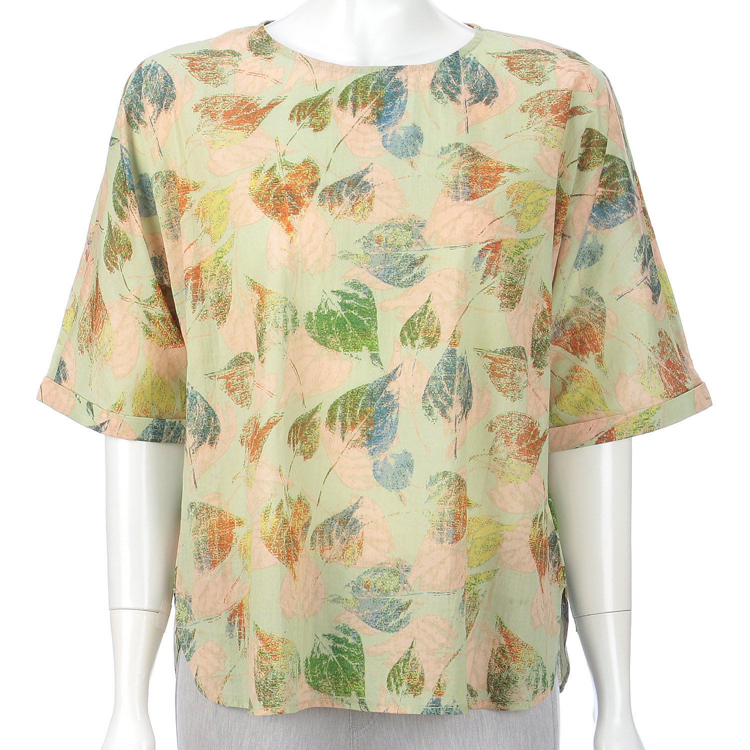 コットンボイル葉柄プリントブラウス - 画像5