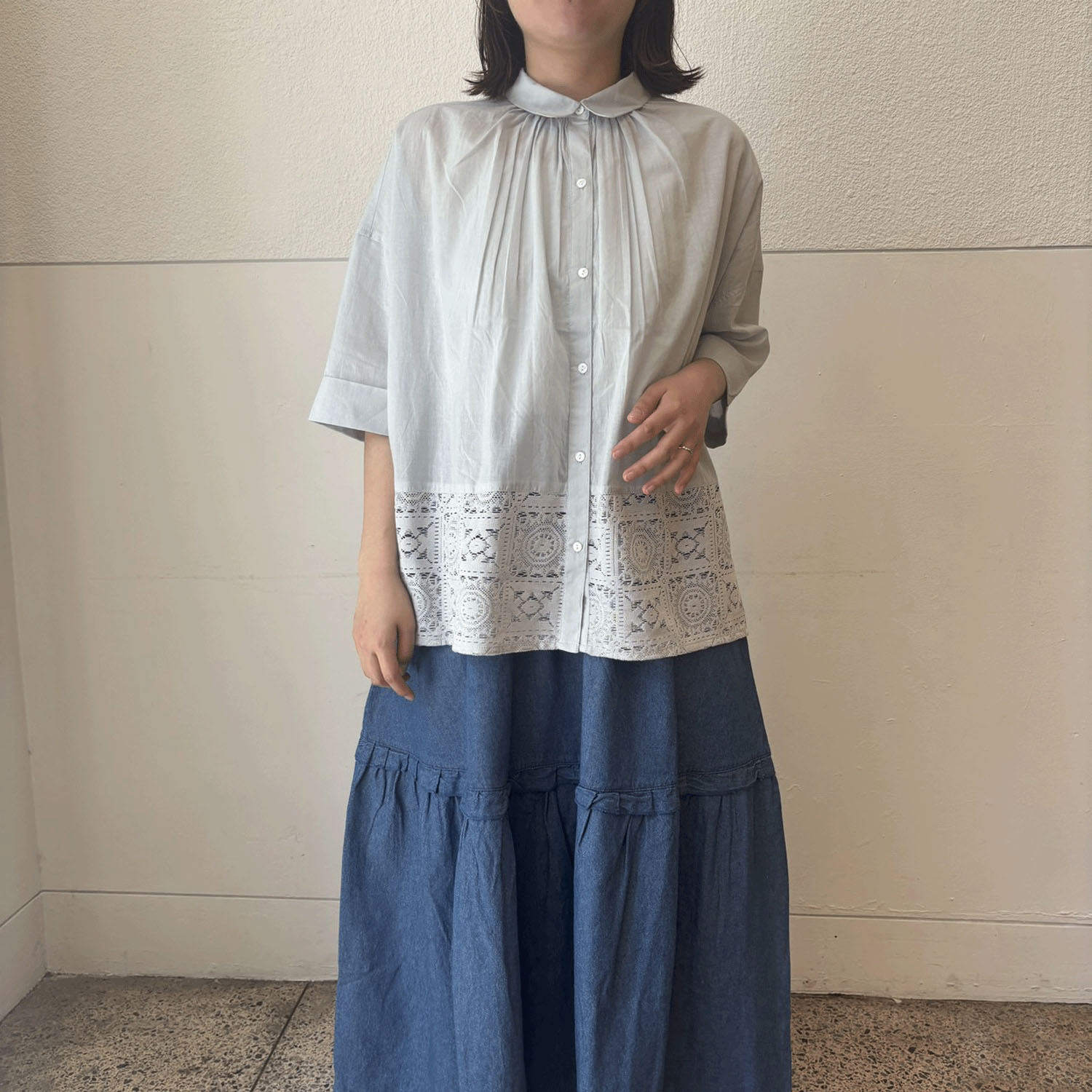 【LUPILIEN】 レース切替シャツ - 画像2