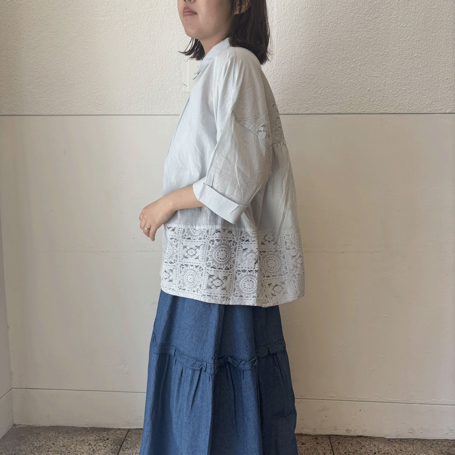 【LUPILIEN】 レース切替シャツ - 画像4