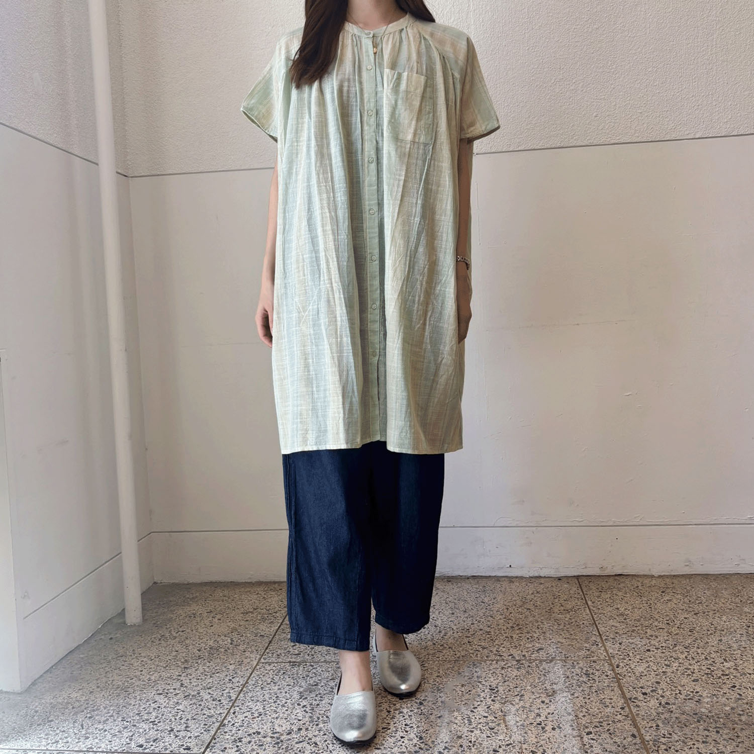 【LUPILIEN】 スラブストライプチュニックシャツ - 画像12