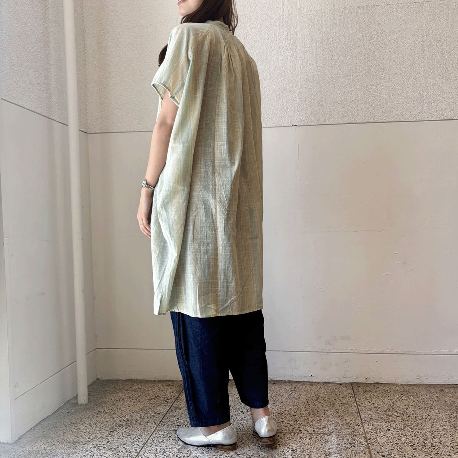 【LUPILIEN】 スラブストライプチュニックシャツ - 画像15