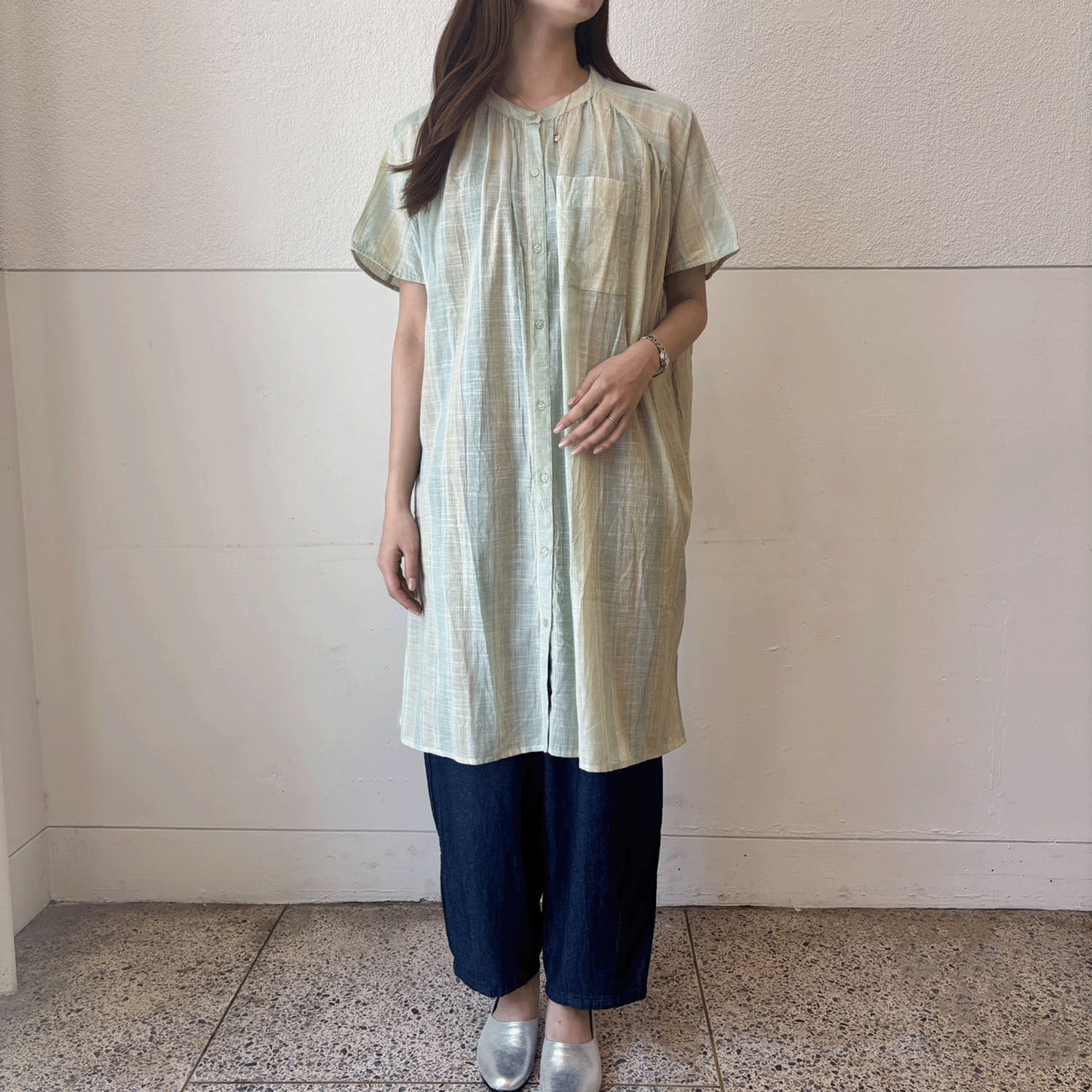 【LUPILIEN】 スラブストライプチュニックシャツ - 画像19