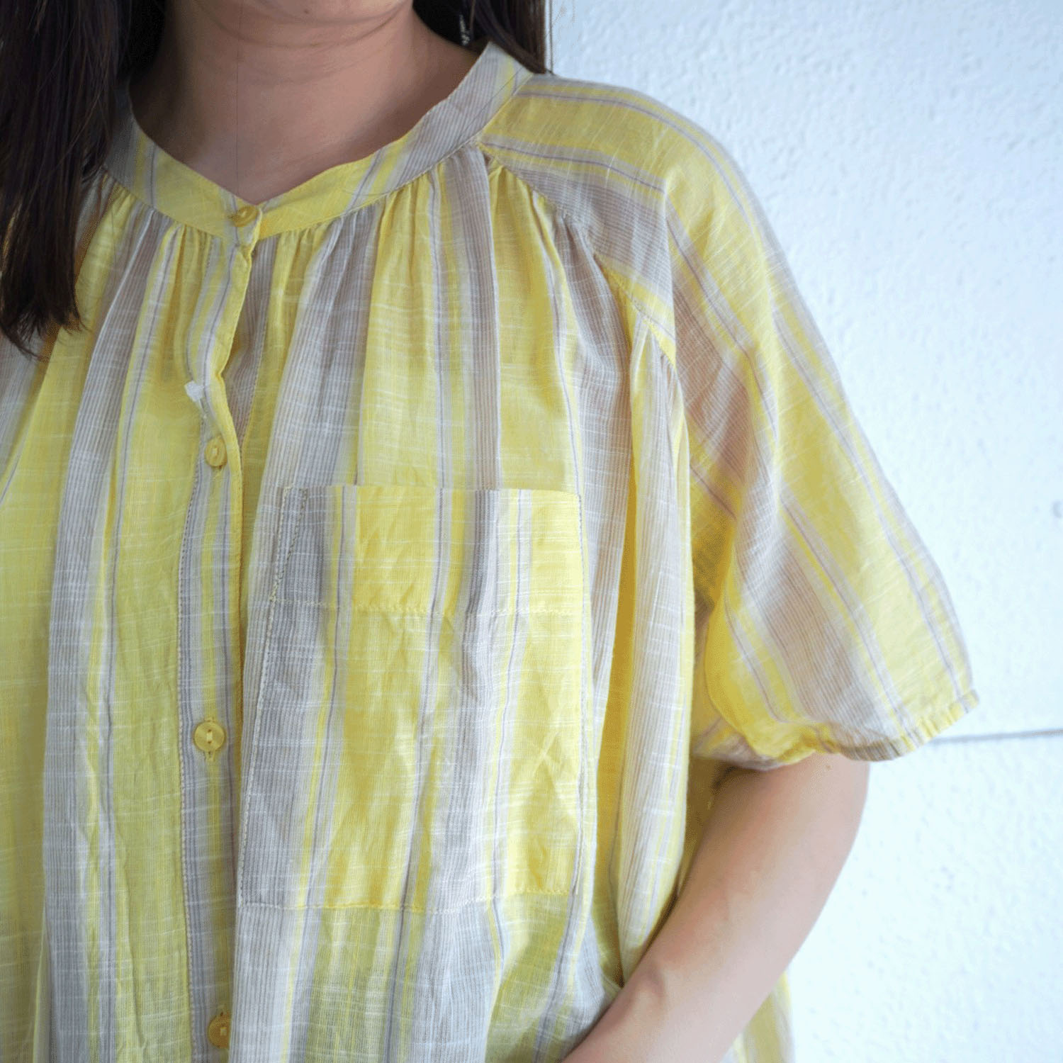 【LUPILIEN】 スラブストライプチュニックシャツ - 画像5