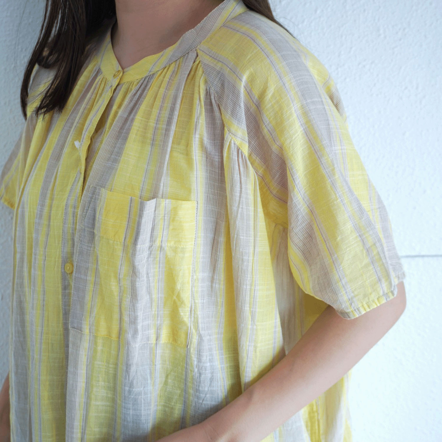 【LUPILIEN】 スラブストライプチュニックシャツ - 画像6