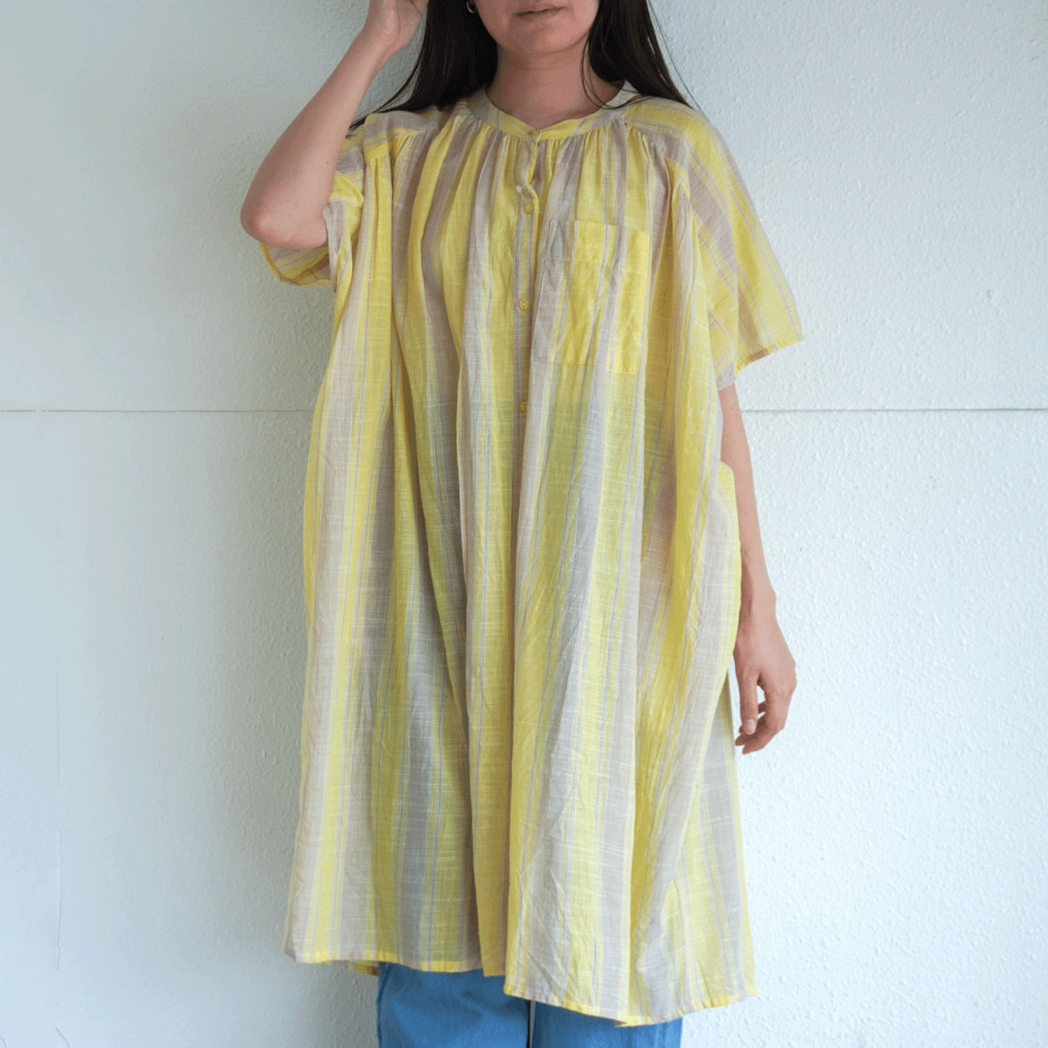 【LUPILIEN】 スラブストライプチュニックシャツ