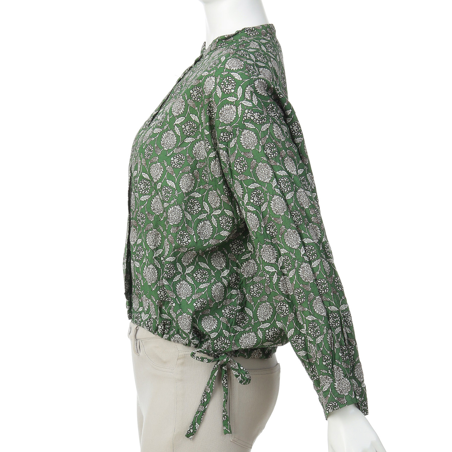 単色タイルプリントバンドカラーシャツ - 画像4