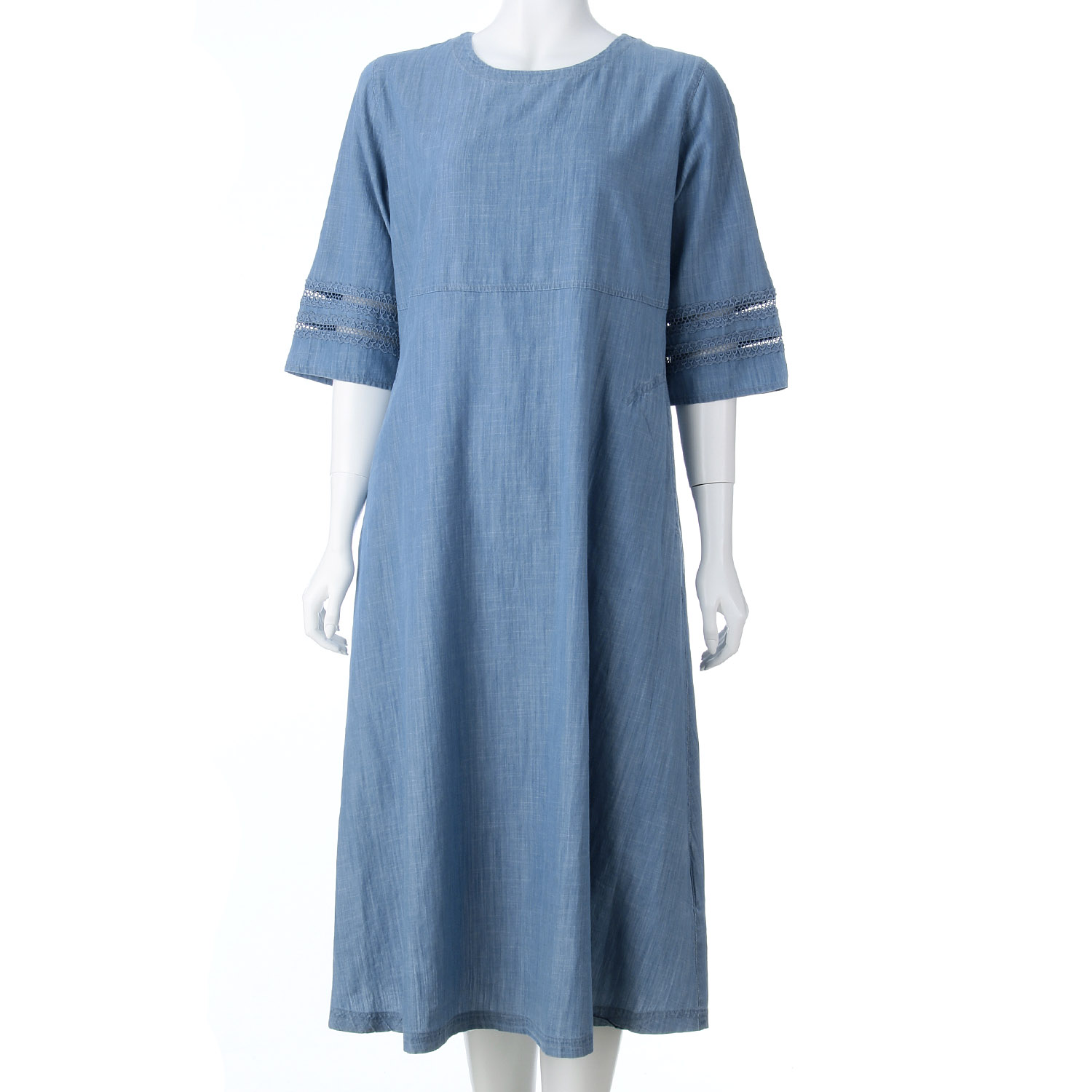 デニムレース使いワンピース - 画像1