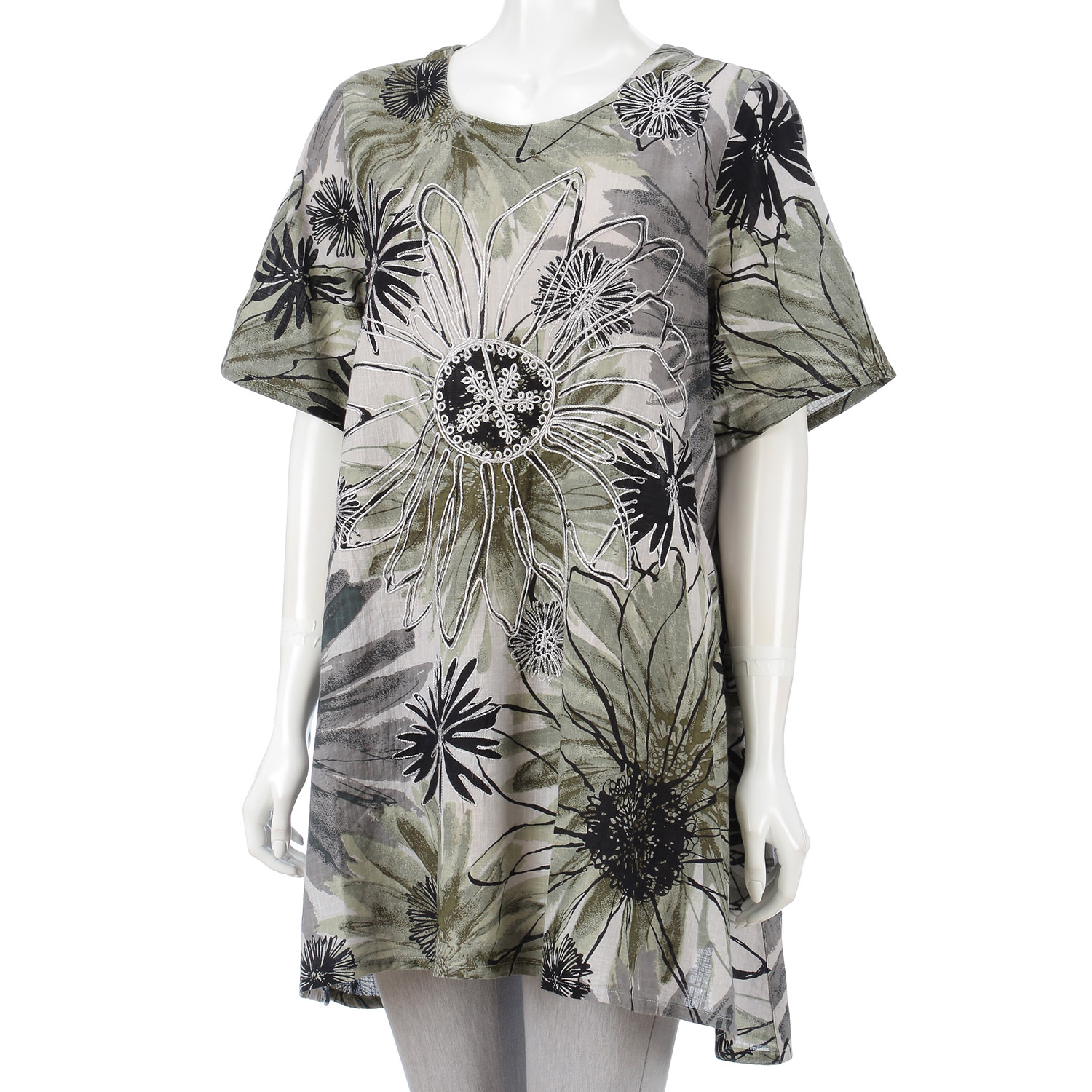 綿100％花柄コード刺繍チュニック - 画像2