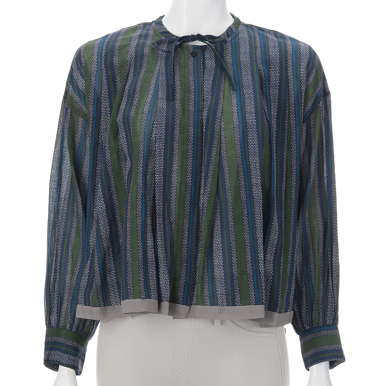 ドットストライププリントフレアブラウス - 画像5