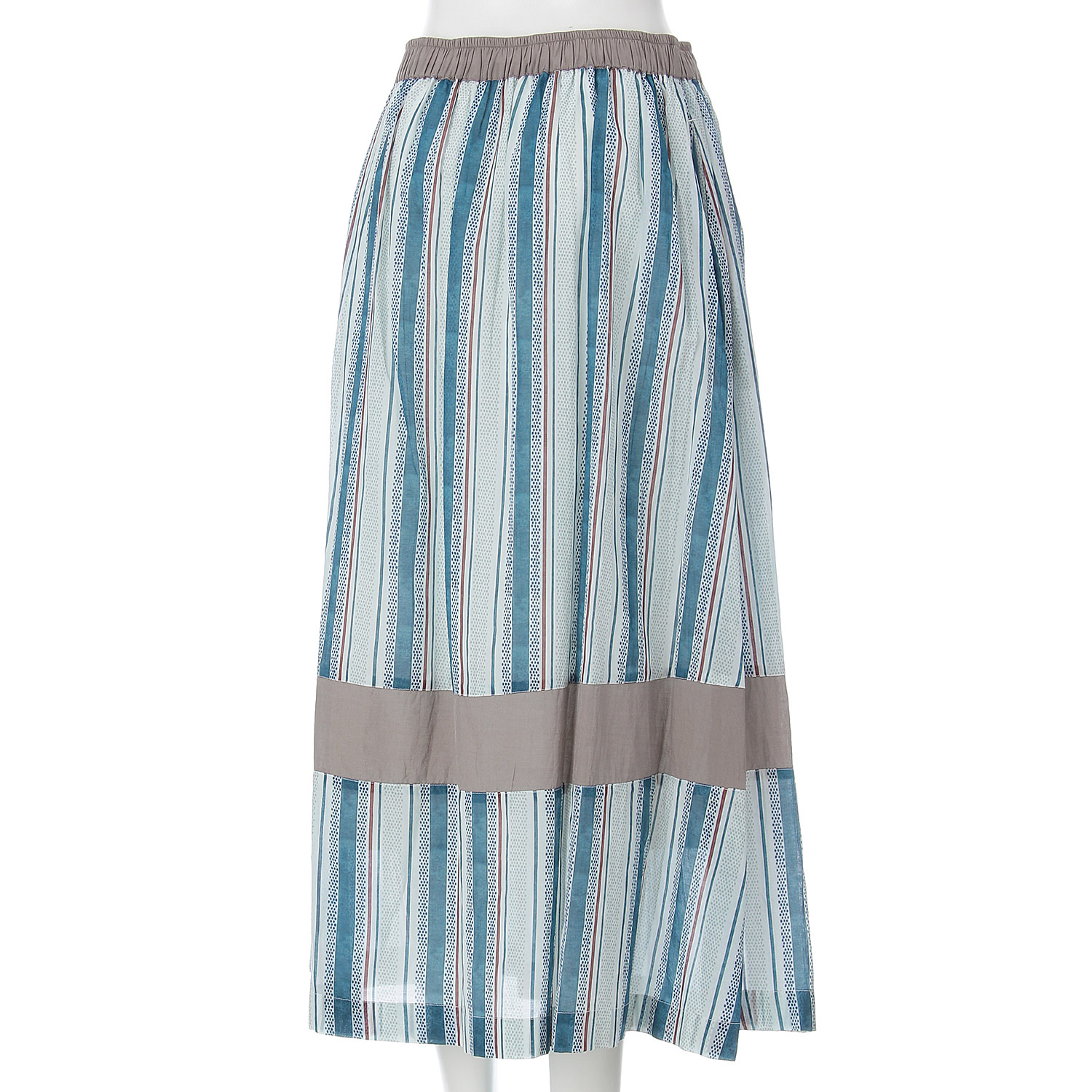 ドットストライププリントギャザースカート - 画像2