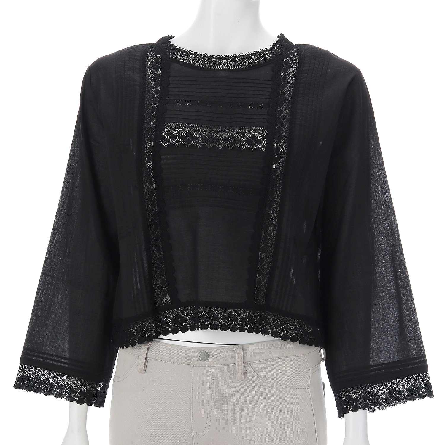 マニーレース使い2WAYリボン開きブラウス - 画像2