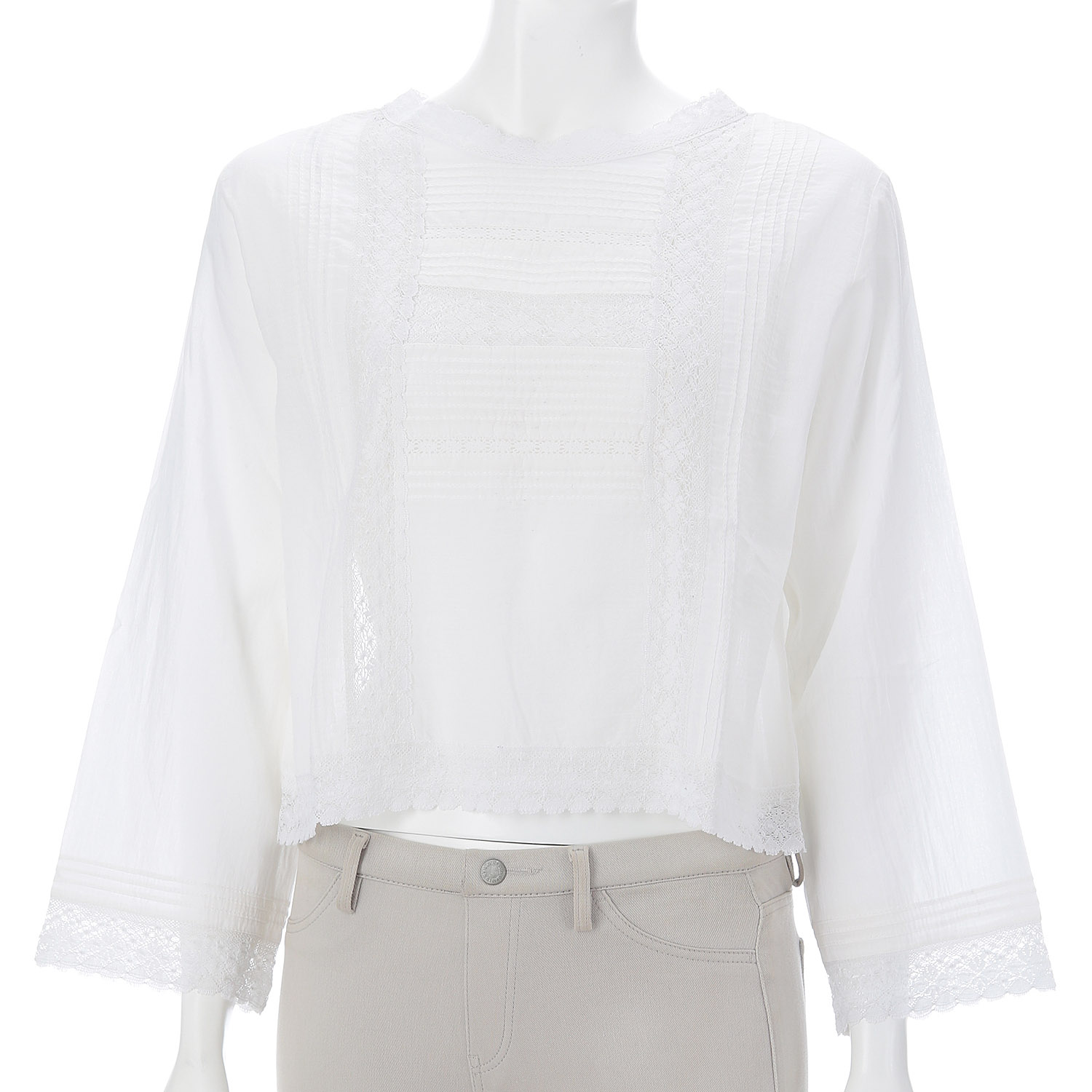 マニーレース使い2WAYリボン開きブラウス - 画像1