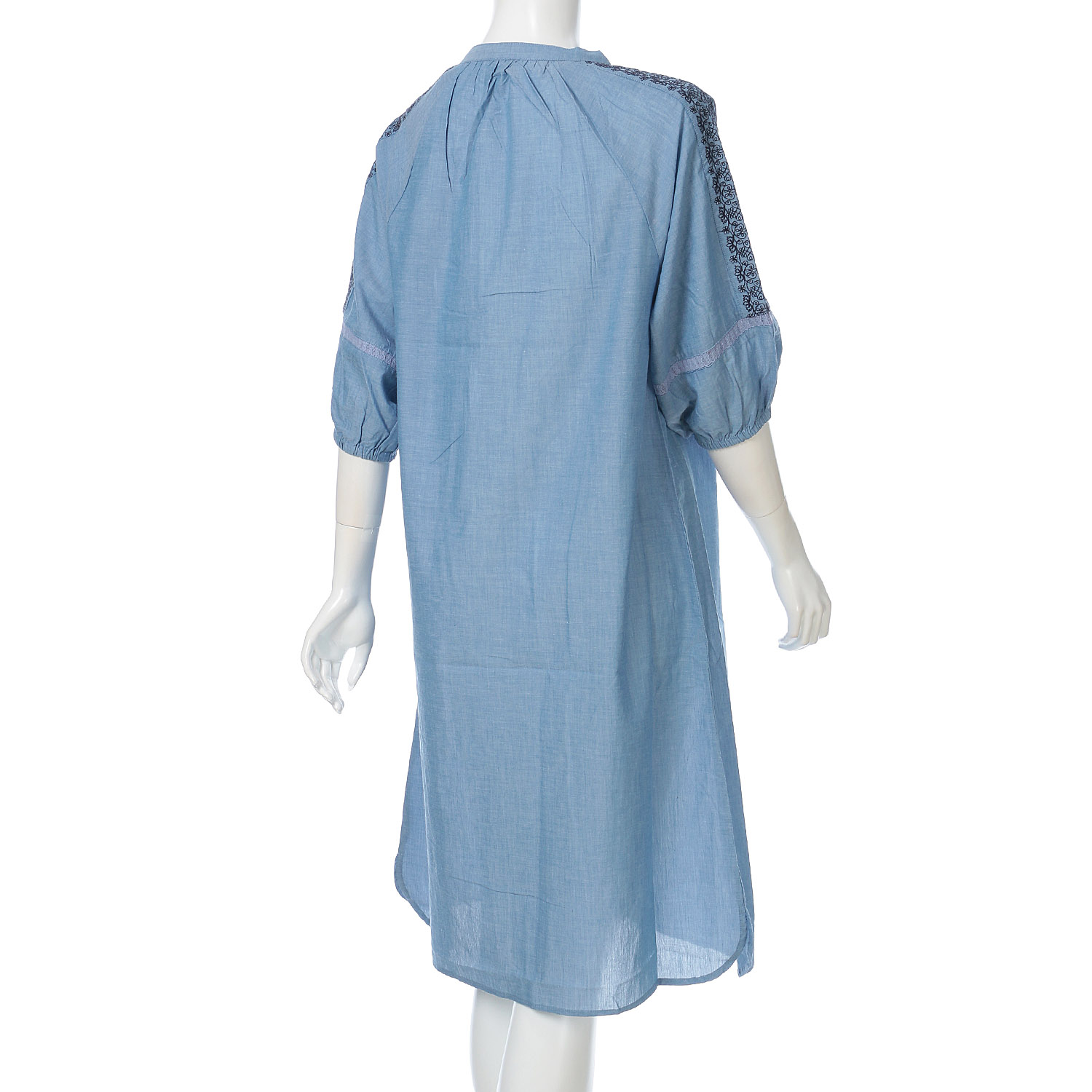 シャンブレー刺繍ブラウスワンピース - 画像3