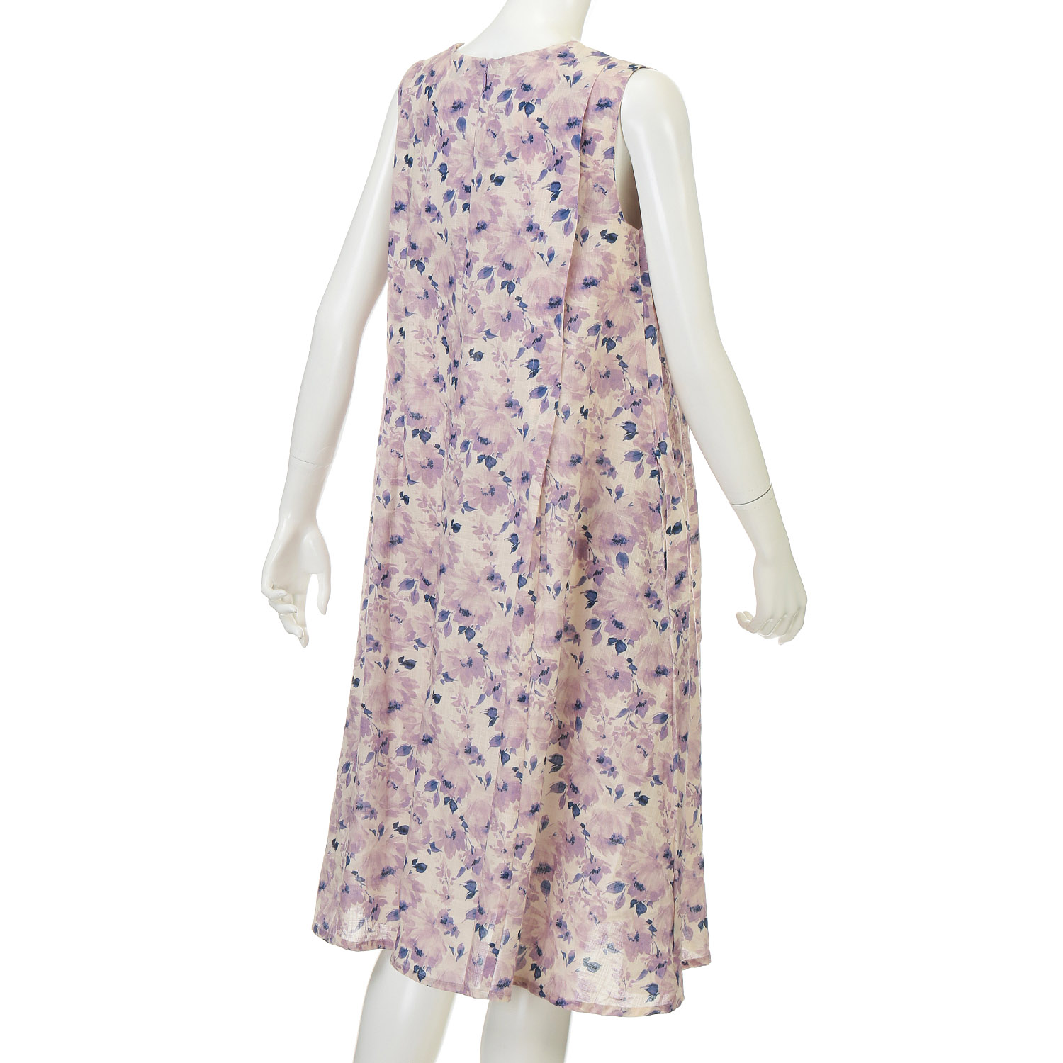 綿100花柄プリントノースリーブワンピース - 画像5