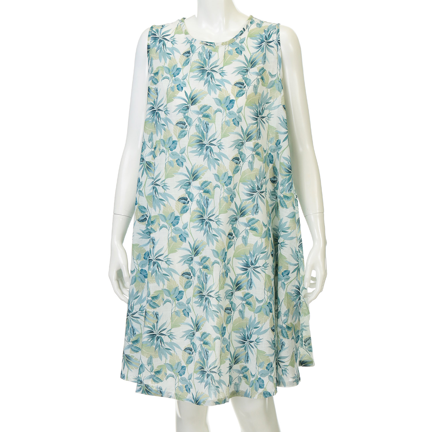 綿100花柄プリントノースリーブワンピース - 画像2