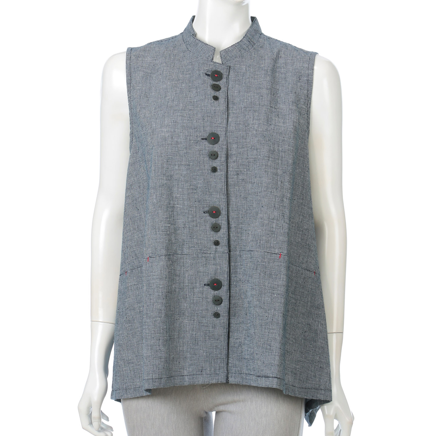 先染め千鳥格子ベスト - 画像1