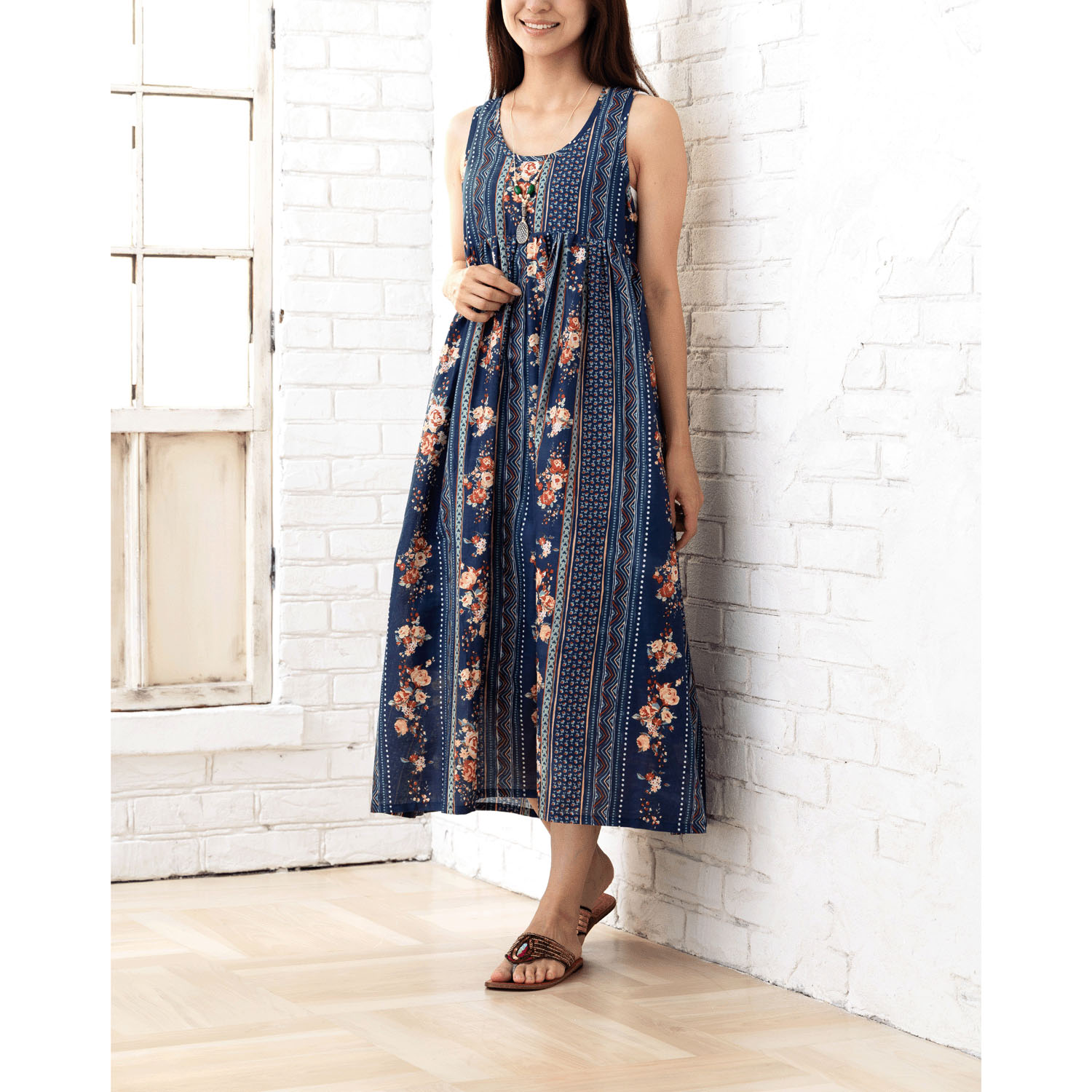 CUAインド綿 エスニック×フラワーワンピース - 画像3