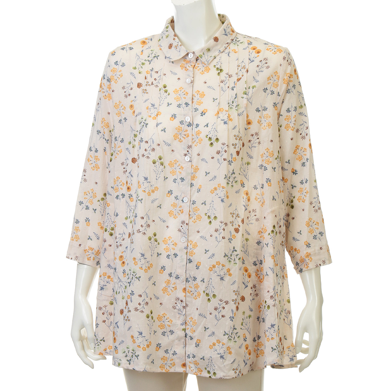 花柄プリントドビーブラウス - 画像1