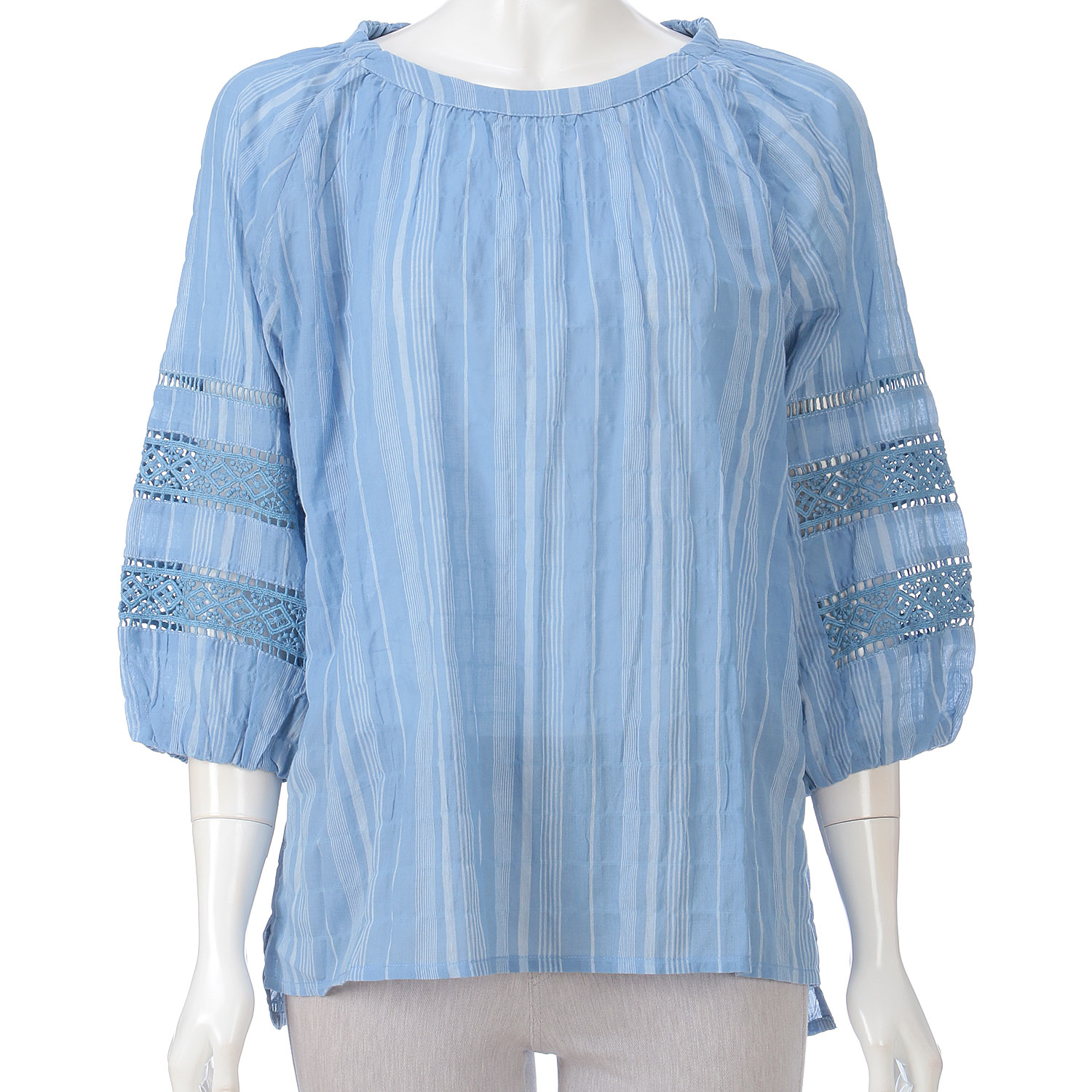 袖レースストライププルオーバー - 画像4