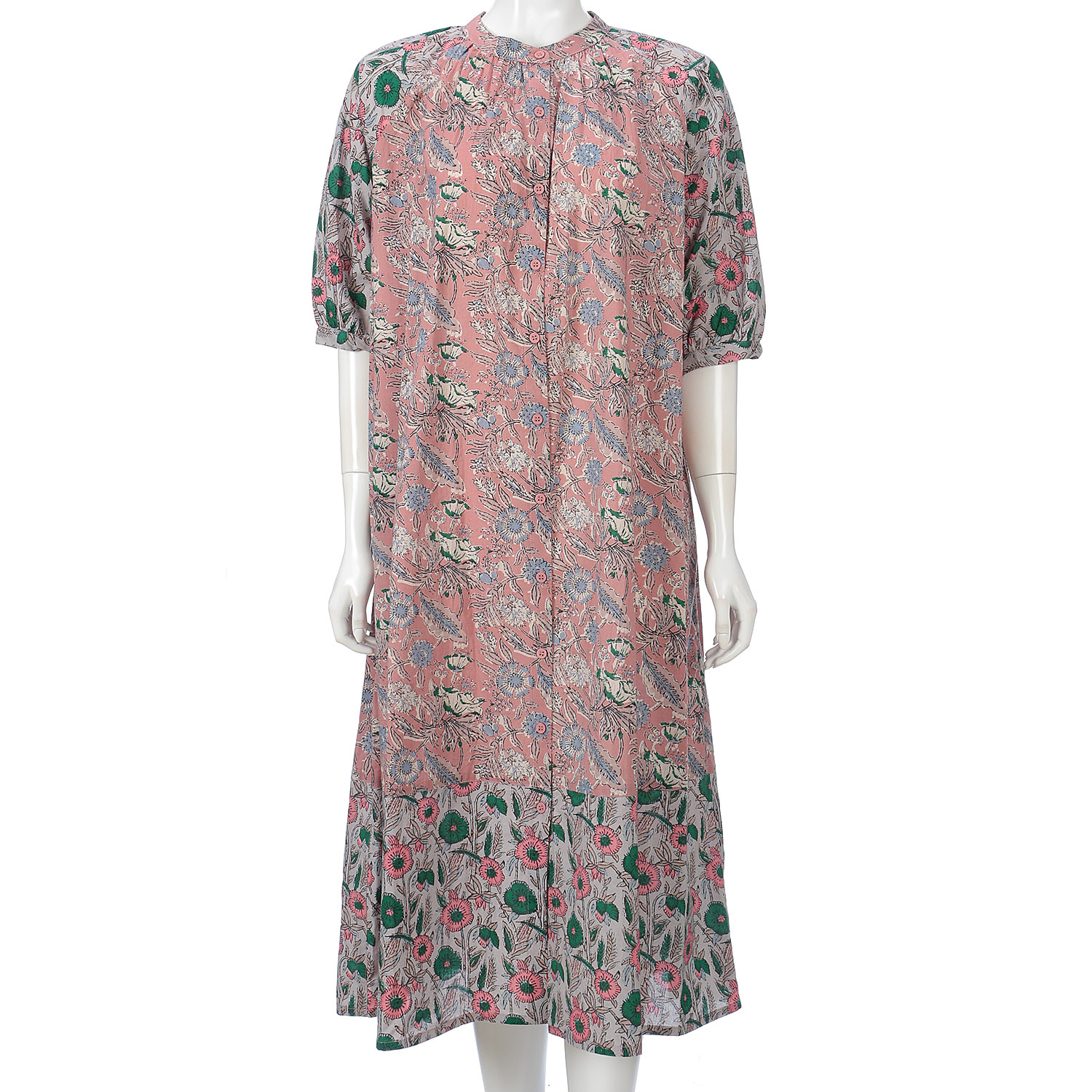 配色プリントワンピース - 画像1