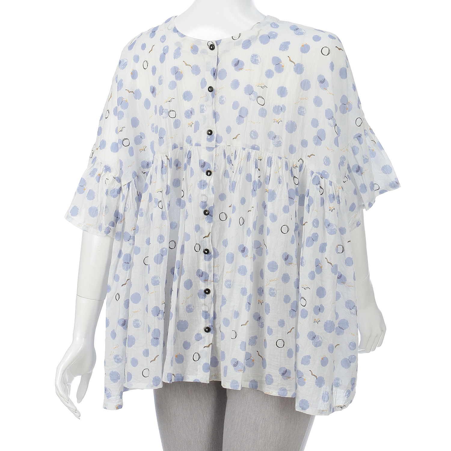シャワードットプリント 2WAYギャザーブラウス - 画像3