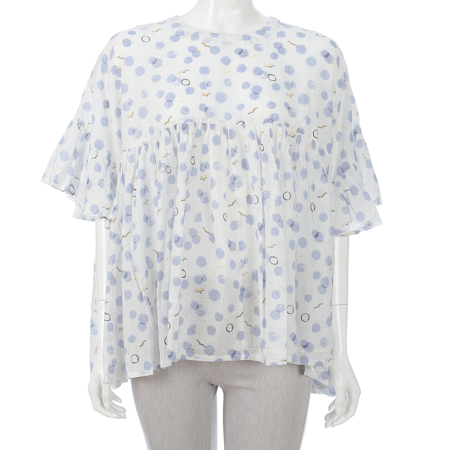 シャワードットプリント 2WAYギャザーブラウス - 画像1